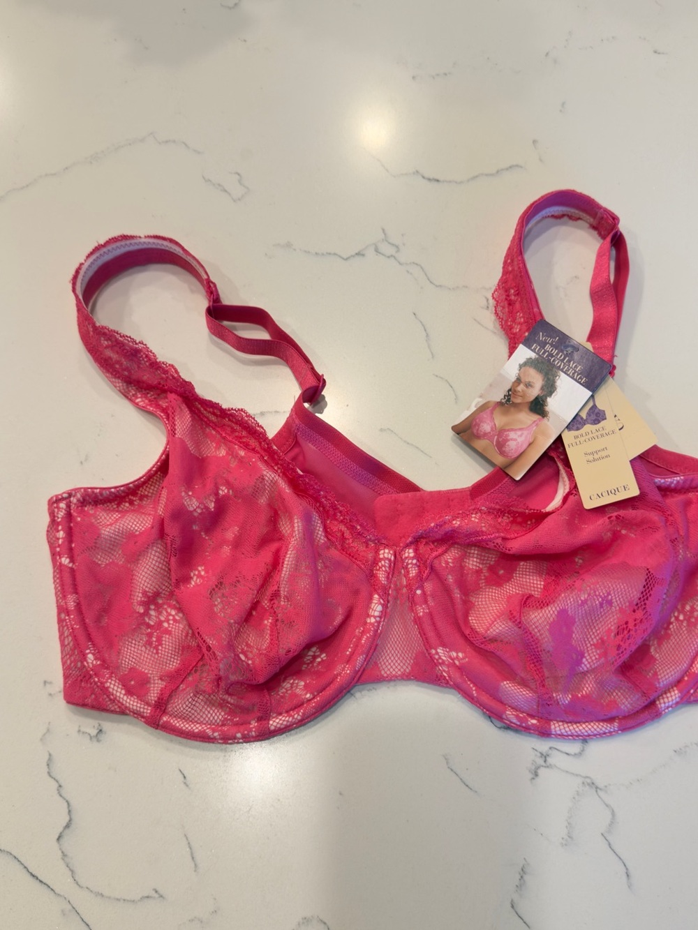 Cacique Lace Underwire Bra in Bright Pink